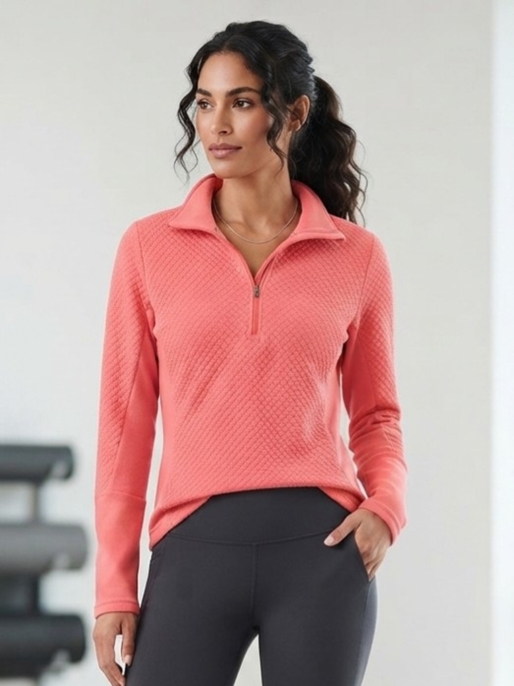 Columbia Sportswear Coral Half-Zip Quilted Pullover Sweatshirt Size Med